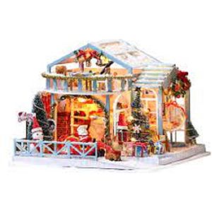 Miniatuurhuisje - bouwpakket - Miniature kersthuisje - Diy dollhouse - Chistmas snowy night