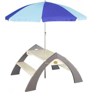 AXI Kylo Picknicktafel in Grijs/Wit met Parasol in Blauw - Picknick set voor kinderen van hout