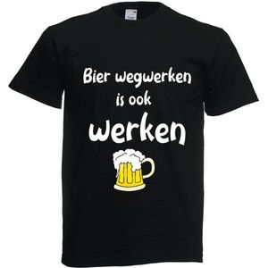 Grappig T-shirt - bier wegwerken - bier - werken - feestje - kermis - carnaval - maat XXL