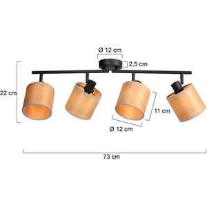 Steinhauer spots Bambus - zwart - bamboe - 3668ZW