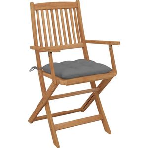 vidaXL Inklapbare Tuinstoelen met Kussens - 8 stuks Tuinstoel - Acacia Hout - Klapstoel - Buitentoogn - Lounge Stoel