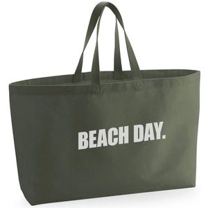 Strandtas groen - BEACH DAY. - Totebag - Extra brede totebag bedrukt