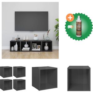 vidaXL Tv-meubelen 4 st 37x35x37 cm spaanplaat hoogglans grijs - Kast - Inclusief Houtreiniger en verfrisser