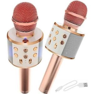 New Age Devi - Draadloze Karaoke Microfoon - Draadloos met Speaker - Bluetooth - Rosé Goud - Karaoke - Zingen - Microfoon