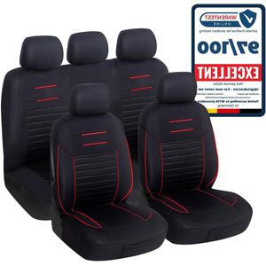 Auto-Stoelhoezen Set Universeel Zwart Rood - Auto Accessoires Interieur - 5 stuks