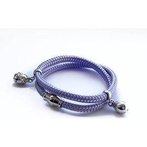 NIEUW - Jolla - dames wikkelarmband - zilver - touw - bedels -  Charm Rope - Paars