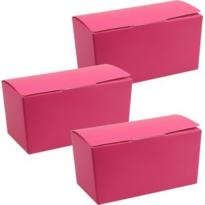 Santex cadeaudoosje/bonbondoosje - 12 x 6 cm - Bruiloft bedankje - 50x stuks - fuchsia/roze - 250 gram