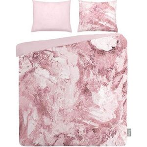 iSeng Marble - Dekbedovertrek - Tweepersoons - 200x200/220 cm + 2 kussenslopen 60x70 cm - Pink