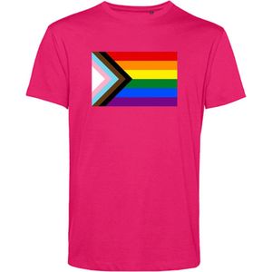 T-shirt LHBTIQ+ Vlag | Gay pride shirt kleding | Regenboog kleuren | LGBTQ | Roze | maat L