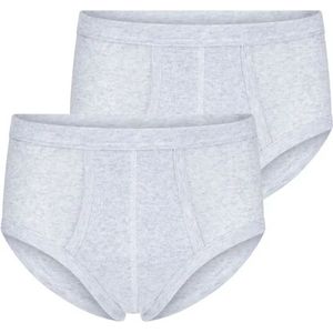 2-pak heren slips met gulp - M500 grijsmellee - Heren onderbroek met sluiting - Klassiek ondergoed heren - XL