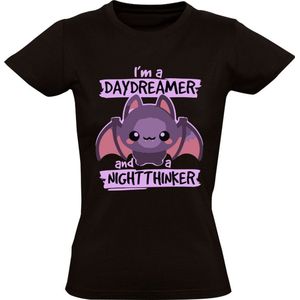 Day Dreamer Night Thinker Dames T-shirt - vleermuis - slapen - humor - scary