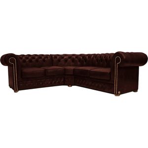 Chesterfield Hoekbank First Class Leer | 2 hoek 2 |Cloudy Donker Bruin | 2 tot 4 weken levertijd