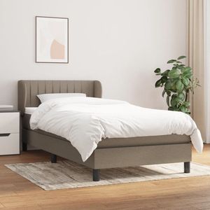 vidaXL Boxspring met matras - Taupe - 90x190 cm Boxspringbed - Boxspring - Tweepersoonsbed - Pocketed Spring Mattress - Middenhard Matras - Taupecouleur - Houten Frame - Bedbank