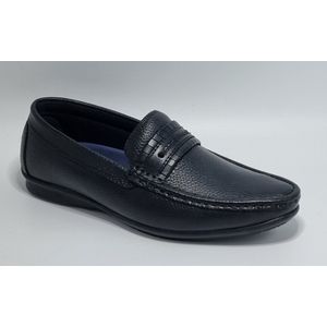 Sagar Shoes® - Heren Schoenen - Heren Loafers - Heren Instappers - Echt Leer - Zwart - Maat 42