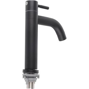 JGS Premium - Zwarte Roestvrij Stalen Badkamerkraan met Koude Waterfunctie en Luxe Design - Ideaal voor Keuken en Wastafel - Inclusief Slang - Ergonomisch Ontwerp - Duurzaam materiaal