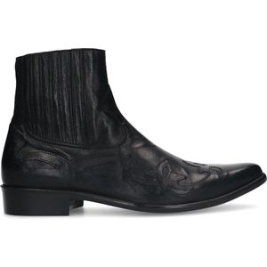 Sacha - Heren - Zwarte leren western boots met sierstiksels - Maat 43