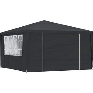 vidaXL Partytent - 4x4 m - Met zijwanden - Antraciet Tuinpaviljoen - Tuinfestijn - Buitenterras - Partytent - Feesttent