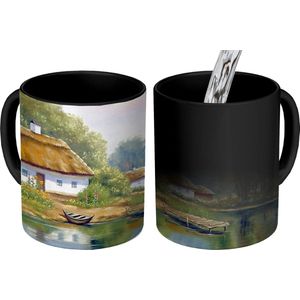 Magische Mok - Foto op Warmte Mokken - Koffiemok - Schilderij - Huis - Natuur - Water - Olieverf - Magic Mok - Beker - 350 ML - Theemok