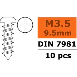 Revtec - Zelftappende cilinderkopschroef - 3,5X9,5mm - Gegalvaniseerd staal - 10 st