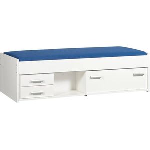 Bedframe 90X200 cm Incl Laden + 1 Klep Wit - Wit - Effen