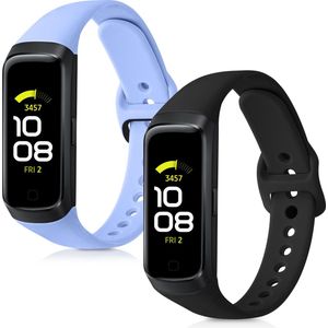 kwmobile 2x armband geschikt voor Samsung Galaxy Fit (SM-R370) - Bandjes voor fitnesstracker in lichtblauw / zwart
