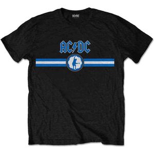 AC/DC - Blue Logo & Stripe Heren T-shirt - M - Zwart