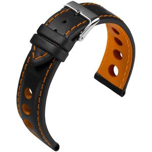 EULIT horlogeband - leer - 18 mm - oranje - metalen gesp