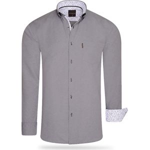 Cappuccino Italia - Heren Overhemden Regular Fit Overhemd Antraciet - Grijs - Maat L