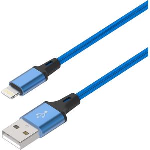 Lightning kabel geschikt voor Apple iPhone en iPad 1 meter | Gevlochten Datakabel Oplaadkabel | USB-A naar Lightning | Fastcharger Quickcharge Snelladen - Blauw LB111