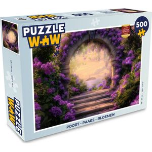 Puzzel Poort - Paars - Bloemen - Legpuzzel - Puzzel 500 stukjes