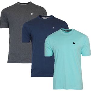 3-Pack Donnay - T-shirt (Vince) - Sportshirt - Heren - Charcoal-marl/Navy/Aruba blue (570) - maat 3XL