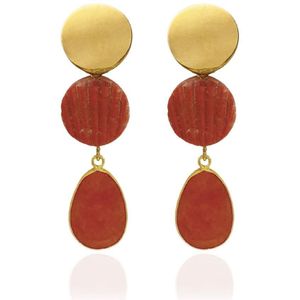 ZATTHU JEWELRY - N21SS305 - FEBE STATEMENT OORBELLEN MET AGAAT - ORANJE