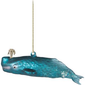 Blauwe walvis kerstbal - Sass & belle