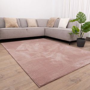 Roze Tapijt Wasbaar Laagpolig Vloerkleed met Anti Slip Koho Soft Comfort Wasbaar op 30° - 200x200cm- Modern - Woonkamer - Salon - Slaapkamer - Eetkamer