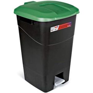 Premium Afvalcontainer 60 liter met pedaal, zwarte bodem en groen deksel Made in Italy ""GROEN