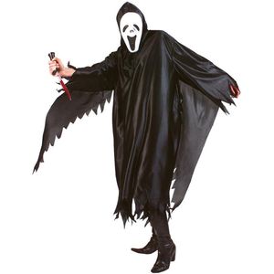 Halloween Scream verkleed cape/gewaad met kap - Spook/geest - zwart - Voor volwassenen