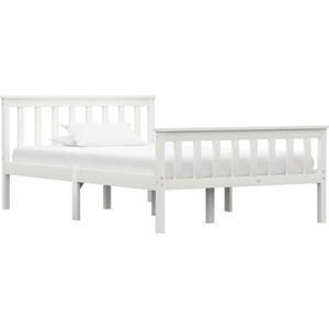 vidaXL - Bedframe - massief - grenenhout - wit - 120x200 - cm