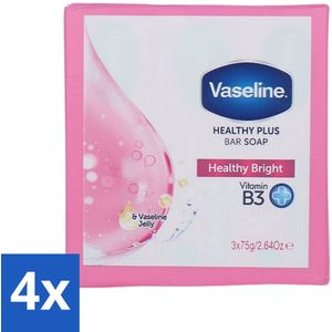 Vaseline - Healthy Bright - Zeeptablet - Reinigend & Verzorgend - 3x75 ml - Voordeelverpakking - 4 stuks