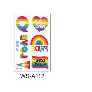 LGBT Pride Month Regenboog gay pride kleuren neptattoos 2 vellen-regenboog vlag-Carnaval-Plak tattoo-tattoo stickers-Regenboogvlag LGBT Pride Month-WS-A112