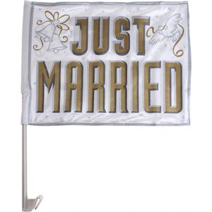 Amscan Autovlag ""just Married"" Wit/goud