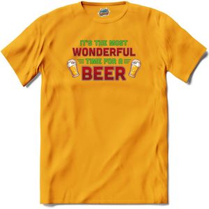 It's the most wonderful time for a beer - foute bier kersttrui - T-Shirt - Heren - Geel - Maat 3XL