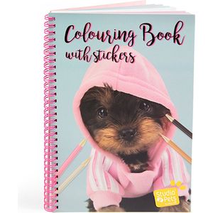 Studio Pets Kleurboek met Stickers - A5 Yorkshire Terriër Adidog Puppy Editie