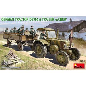 1:35 MiniArt 35314 German Tractor D8506 & Trailer with Crew Plastic Modelbouwpakket