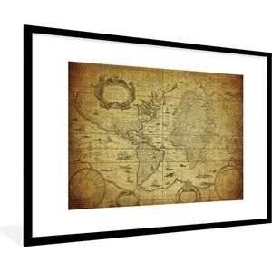 Fotolijst incl. Poster - Wereldkaart - Vintage - Geschiedenis - Kinderen - Jongens - Meisjes - 120x80 cm - Posterlijst