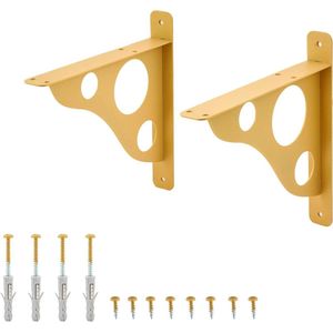 Decoratieve plankhoekhouder - 200 mm - Duurzame wandhouder - 2 Stuks - Goud - Vouwplankhouder