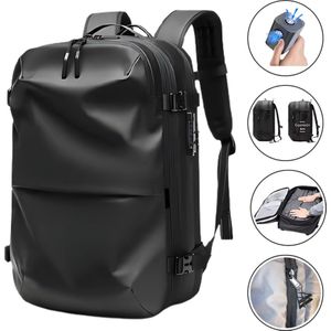 WoYoW® -Airbag Pro1- Vacuum Rugzak-60L- Zwart - Waterdicht backpack-24 inch Koffer Capaciteit-slot-17'' Laptop vak-handbagage rugtas- reistassen -49x32x15 /20 cm