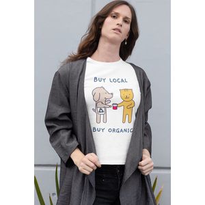 Shirt - Buy local buy organic - Wurban Wear | Grappig shirt | Vegan | Unisex tshirt | Dieren | Dierenvriend | Vegan kookboek | Wit