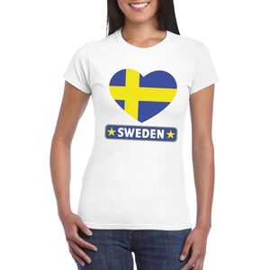 Zweden hart vlag t-shirt wit dames L