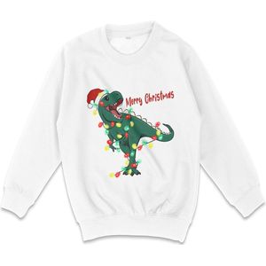 AWDis - Jongens Meisjes Sweater Kerstmis - Wit - Maat 116 (S)