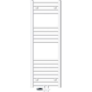 Badkamerradiator middenaansluiting 400x1200 mm Wit gebogen met voet Aansluitset LuxeBath